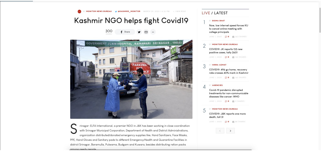 Kashmir NGO helps fight Covid19